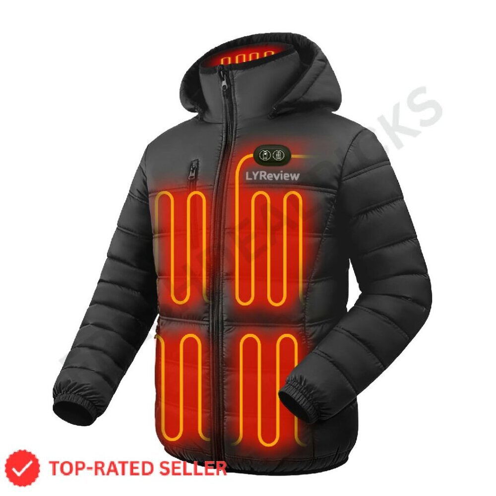 Unisex Heated Jacket Waterproof Windproof Winter Coat Battery Included